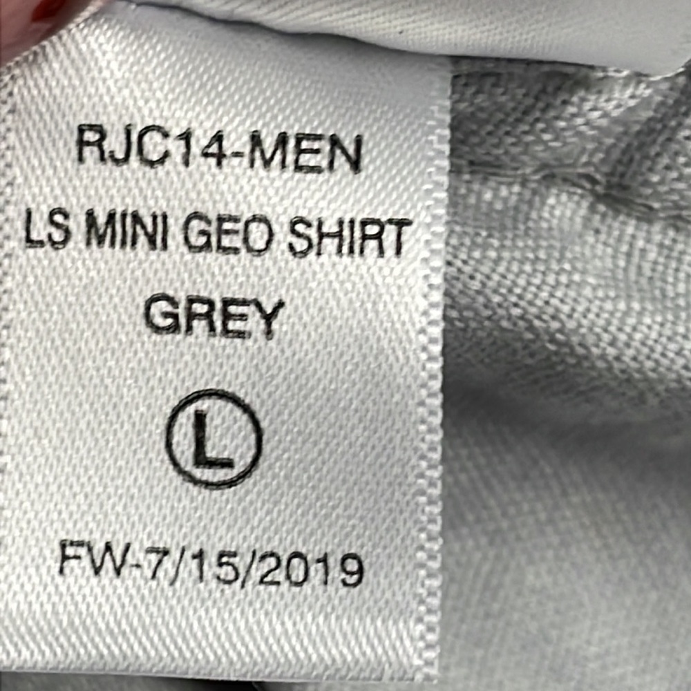 NWT Rebel James & Charli Long Sleeve Mini Geo Shirt Grey Gray Button Front Sz L - Picture 11 of 11